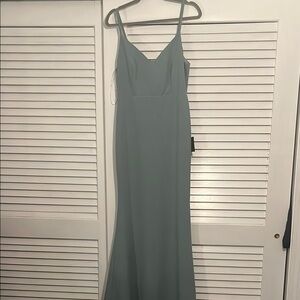 Never Worn Blue Maxi Gown with Spaghetti Straps for Formal Event